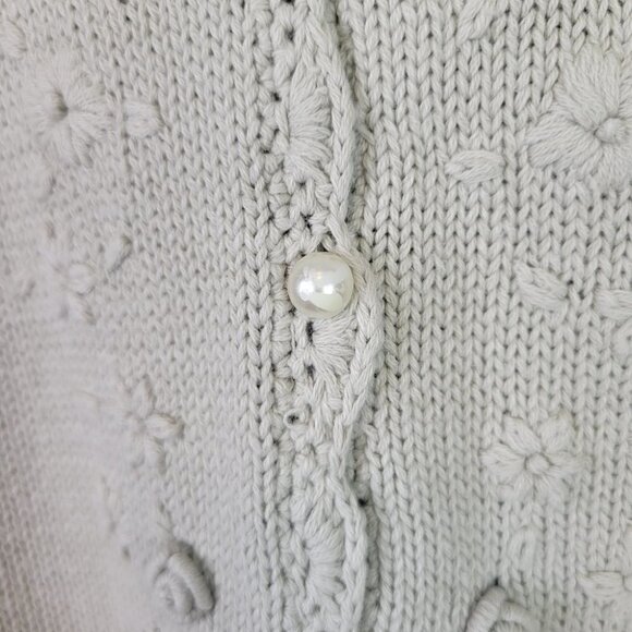 KNIT button up short sleeve embroidered cardigan sweater top M - Picture 3 of 10